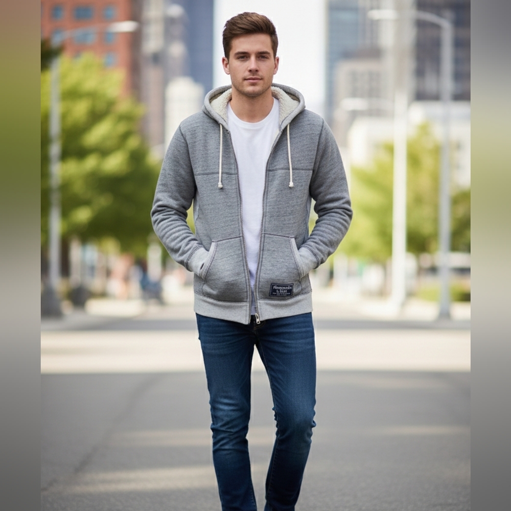 Abercrombie & Fitch Gray Zip-Up Sweater
